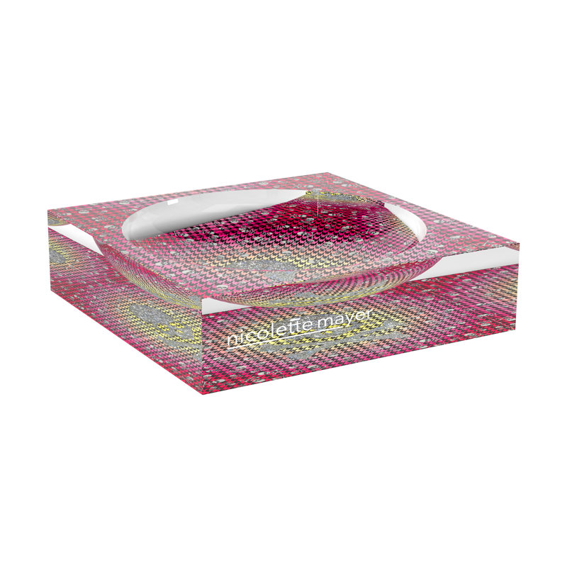 CrossBones Houndstooth Acrylic Candy Catchall Dish, Pink Yellow