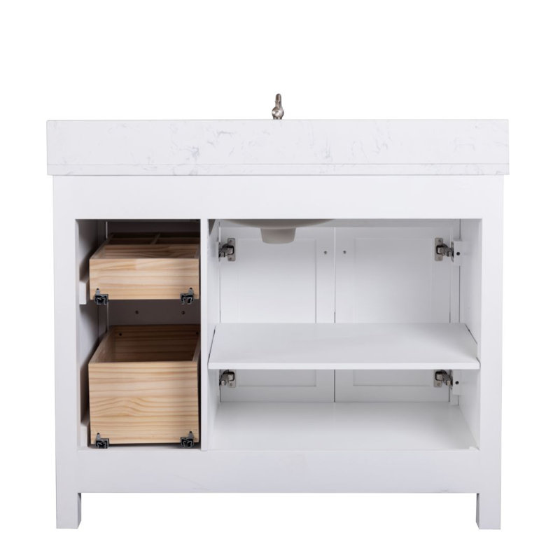 Ajhane 42" Single Bathroom Vanity Set, White/Brushed Nickel