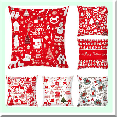 Holiday Home Decor Set - 6 Pack Throw Pillow Covers for Couch & Sofa, Indoor Outdoor Xmas Cushion Covers - Festive Decoration