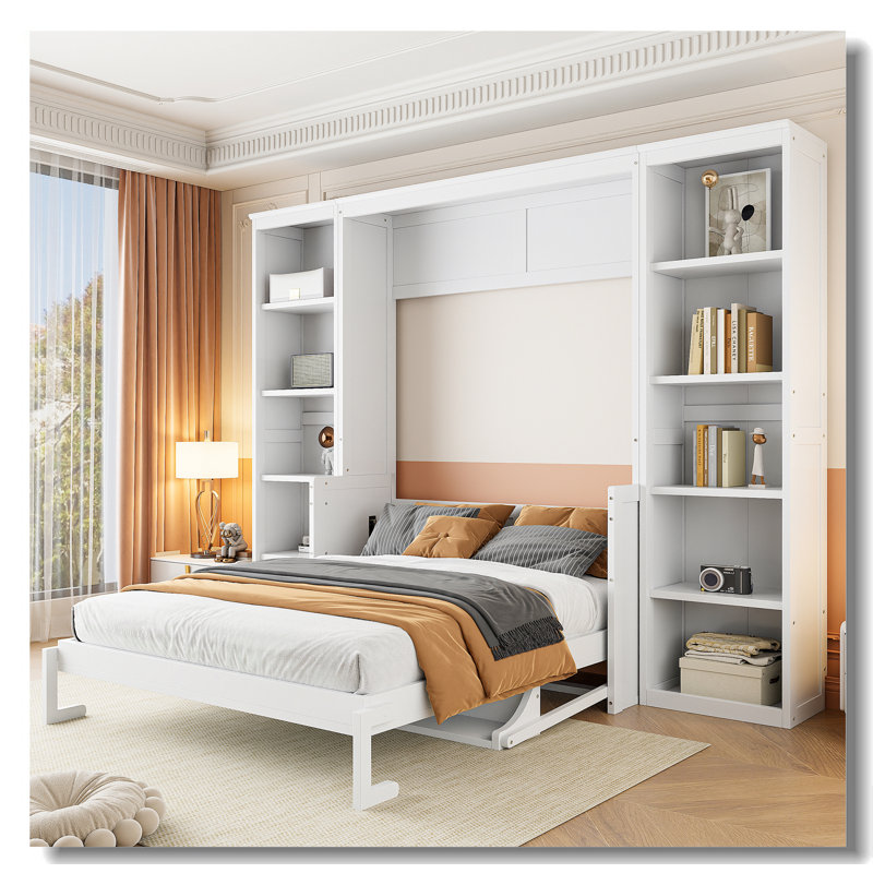 Murphy Bed With Desk And Bookshelf, Full