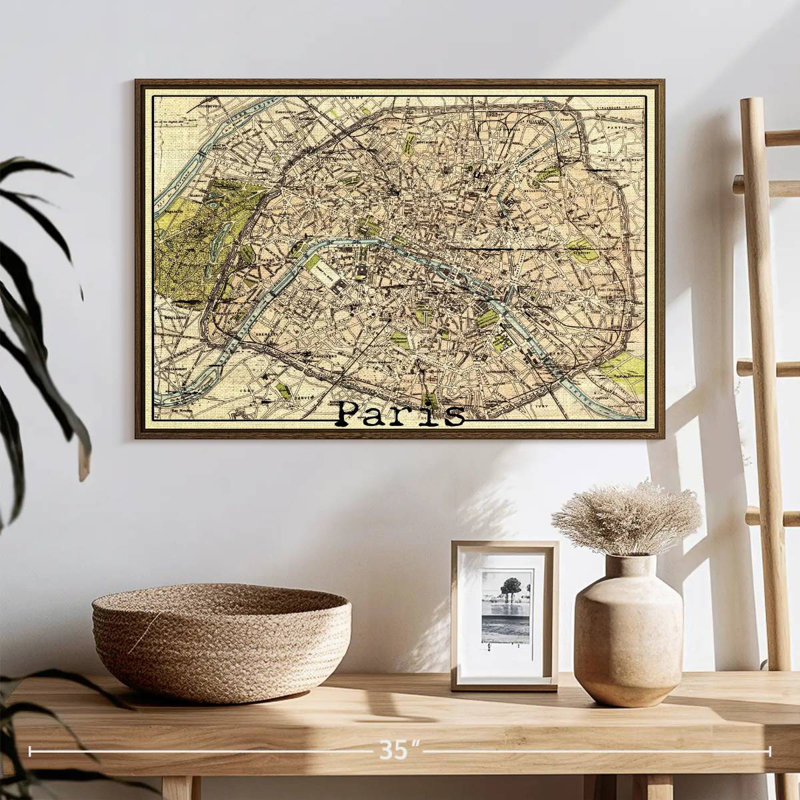 Vintage Paris Pereira, 25 po x 17 po, Cadre flottant noyer