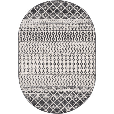 Lashavia Machine Woven Ivory/Dark Charcoal Area Rug