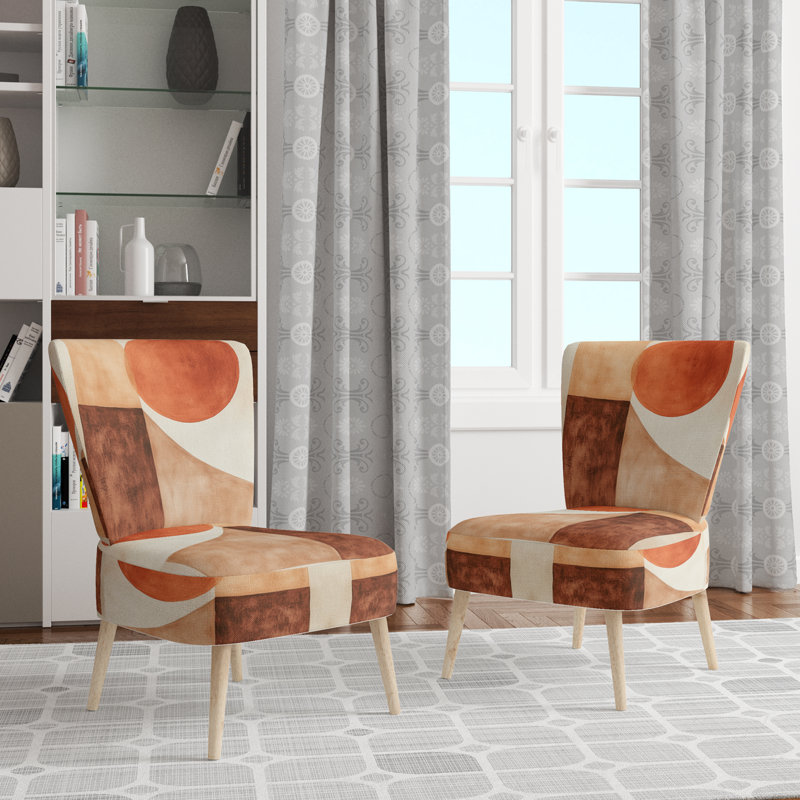 Chaise d'appoint abstraite moderne - Modern Geometric Flow II - Chaise d'appoint Terracotta Balance II