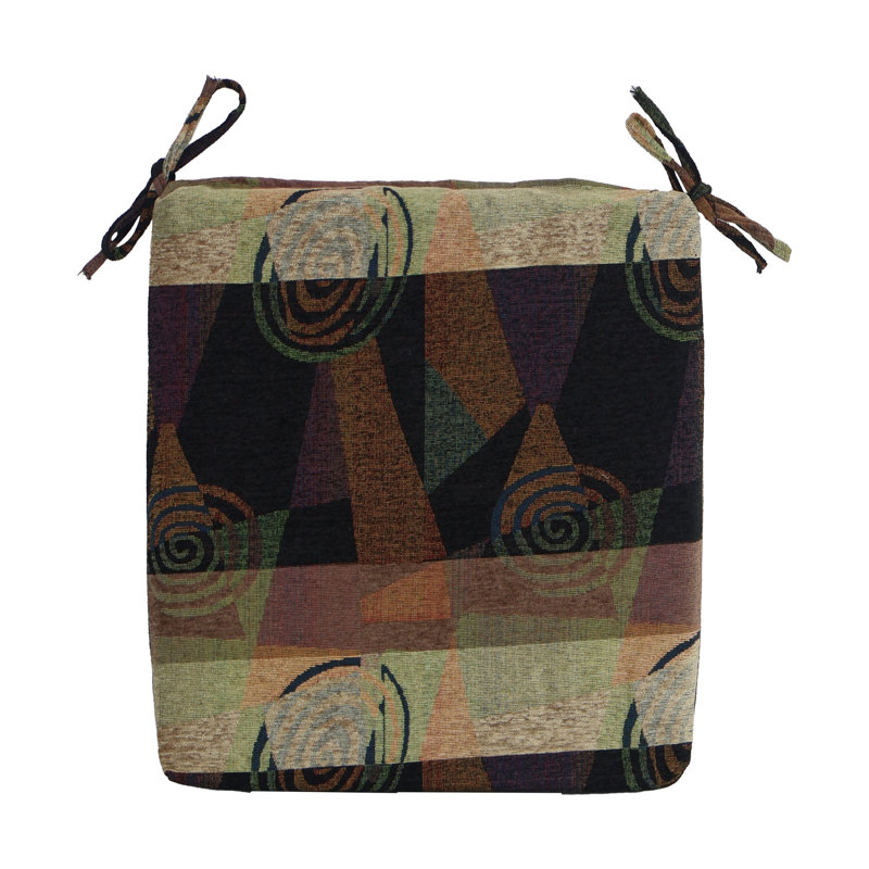 20-Inch By 19-Inch Jacquard Chenille Chair Cushions, Brown/Black Abstract