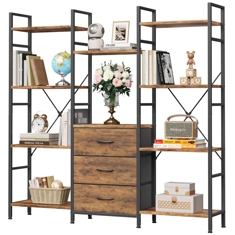 142cm H Metal Book Cabinet Bookcase, Brown