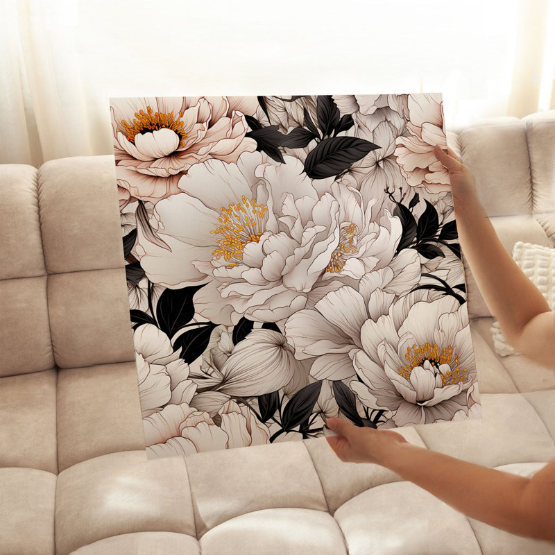 «Floral Luxe Peony II», reproduction d'art moderne sans cadre, H 28 po x l 28 po