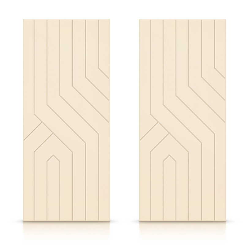 Portes de placard coulissantes en bois manufacturé à panneaux, Beige, 72 po x 96 po