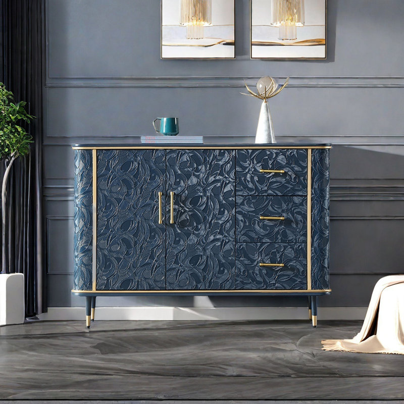Simple Light Luxury Multi-functional Decor Cabinet, Dark Blue