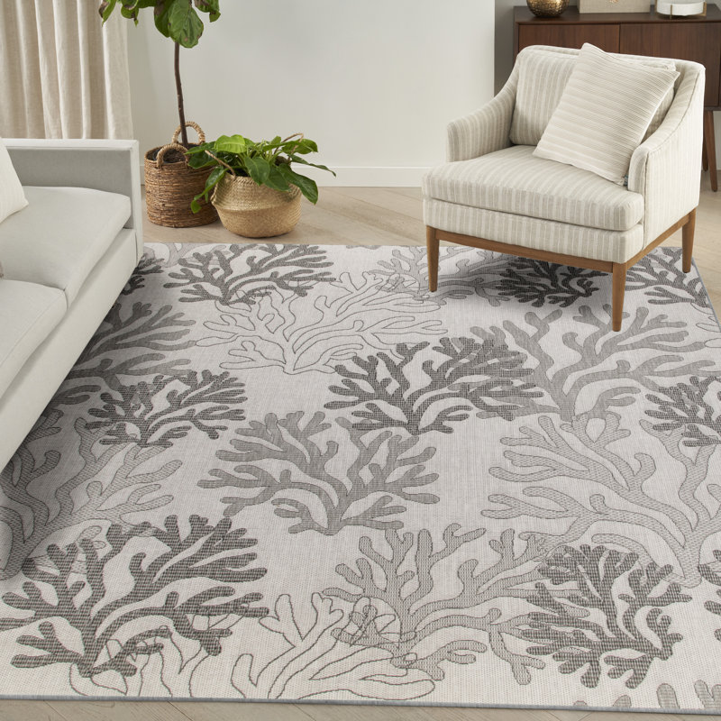 Tapis intérieur / extérieur rectangulaire en polypropylène tissé à la machine Allenby, Rectangle 8 pi x 10 pi