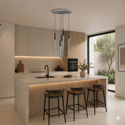 Luminaire suspendu cylindrique à 5 lumières DEL Baileyton