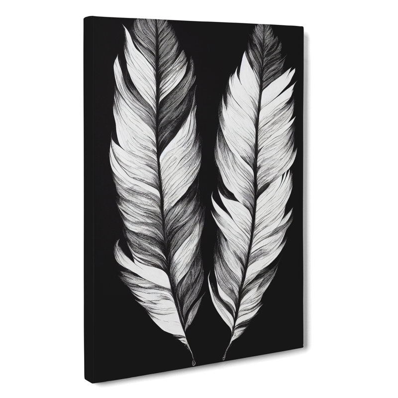 Monochrome Feathers No.1 - Wrapped Canvas, 60cm H x 40cm W x 3cm D