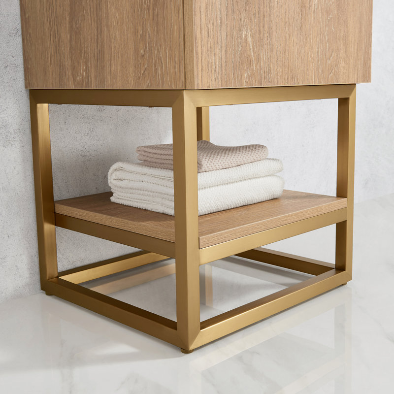 Ensemble de meuble-lavabo simple 18 po Alistair, Or, Chêne naturel, Blanc