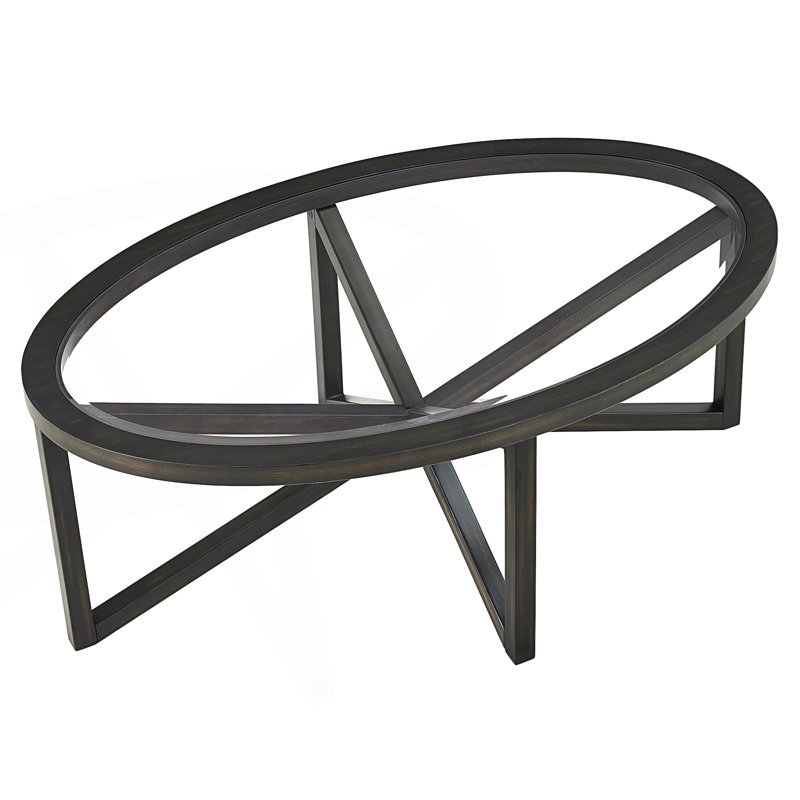 Table basse moderne ovale, plateau basse en verre trempé, table centrale