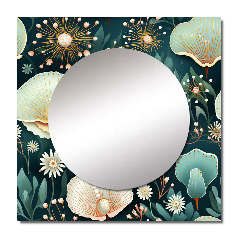 Miroir carré en aluminium Coastal Seashells, 29 po x 29 po