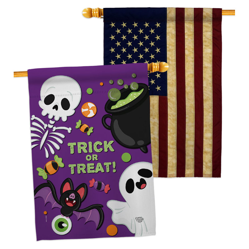 Double Sided 40'' H x 28'' W Polyester Halloween House Flag