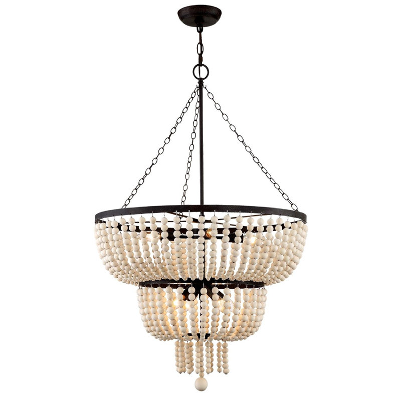 Fredrick 8 - Light Dimmable Empire Chandelier, 8, Wood Beads