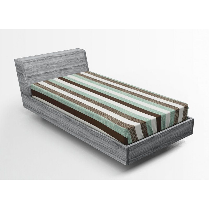 Drap-housse rayé en microfibre, Drap-housse simple TG, Vert, bleu, mauve / rayé 2