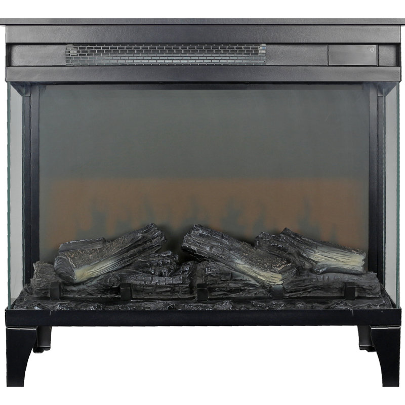 24" Three Sided Glass Electric Fireplace - 5000 /H Heat Supply, 11 Temp Adjustments, 4 Flame Colors, 5 Brightness Levels, Infrared Quartz Heat, Freestanding, Easy Installation, Remote Included With