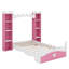 Lit simple d'inspiration château avec tête de lit et tablette en bois-114346543