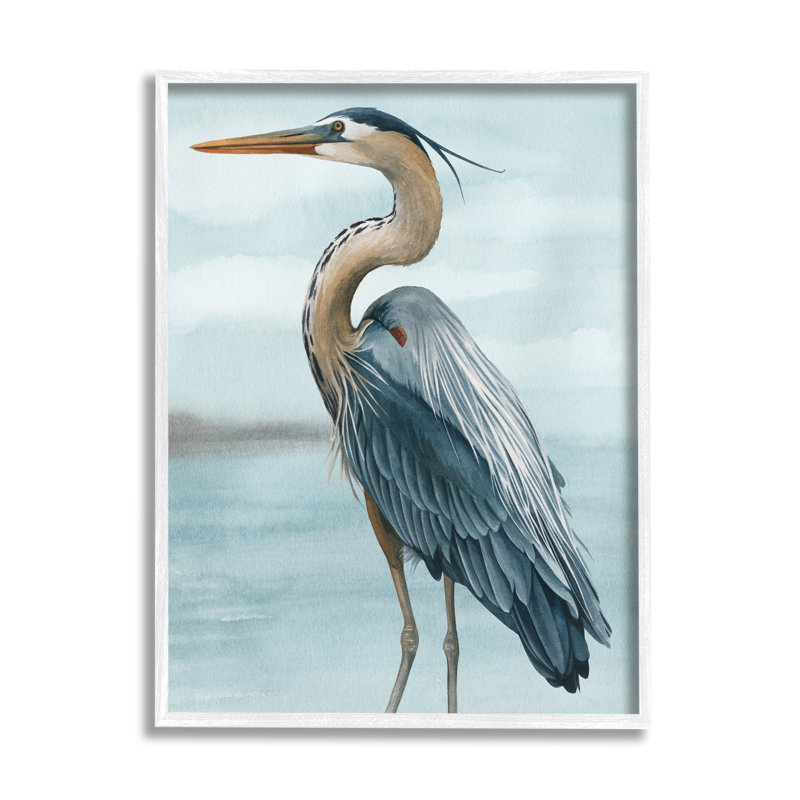 Blue Heron Bird on Beach Wrapped Canvas Wall Art, 16 x 20