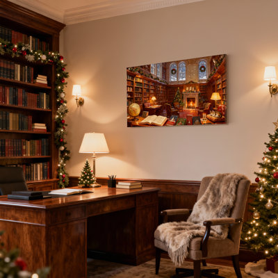Ensemble de 3 impressions sur toile de Noël avec cheminée