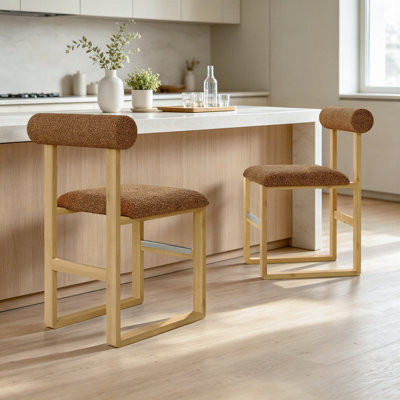 Tabouret de bar et de comptoir rembourré avec base en bois Brayden