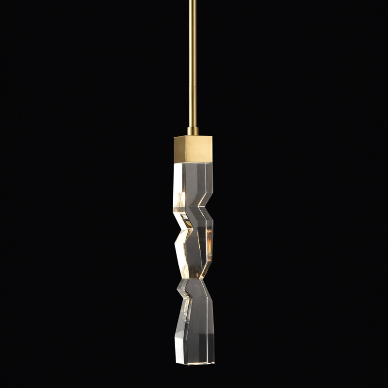Luminaire suspendu simple à 1 lumière Mamadim, H 63,25 po x l 2 po x P 2 po, Laiton vieilli