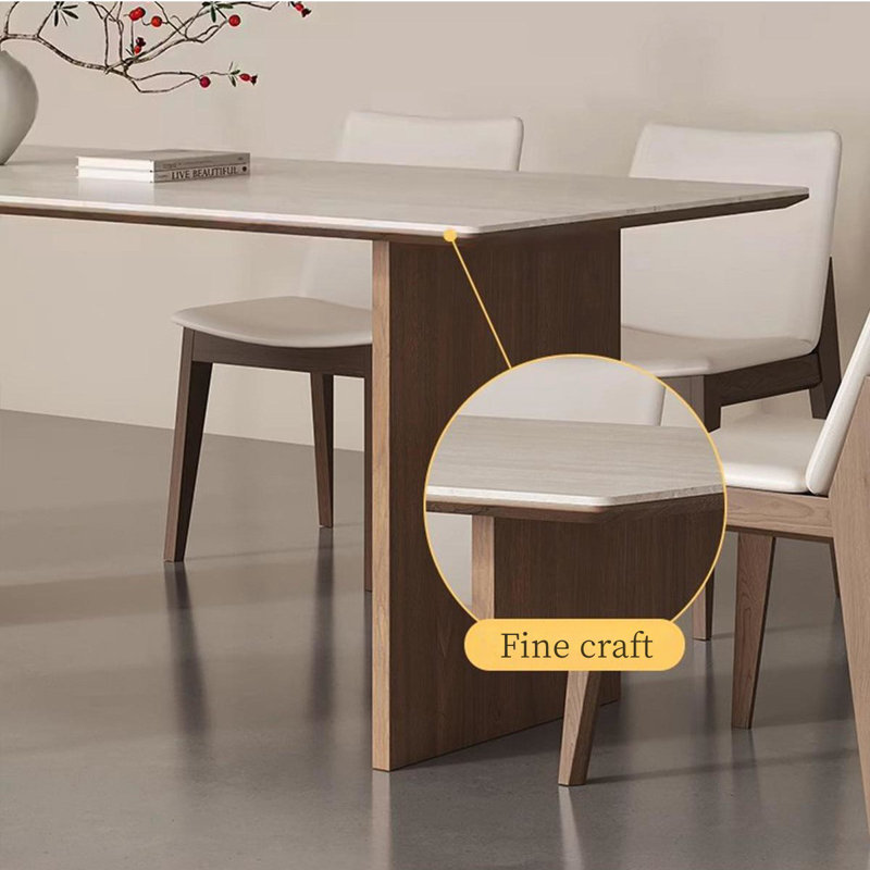 Simple Rectangular Rock Slab Dining Table Sets, 29.5" H x 63" L x 31.5" W