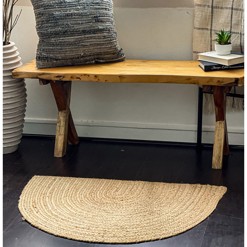 Tapis naturel tressé à la main, Demi-cercle 2 pi x 3 pi
