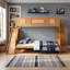 Lit double superposé au-dessus de grand lit double avec glissière et escalier de rangement, naturel-1903378774