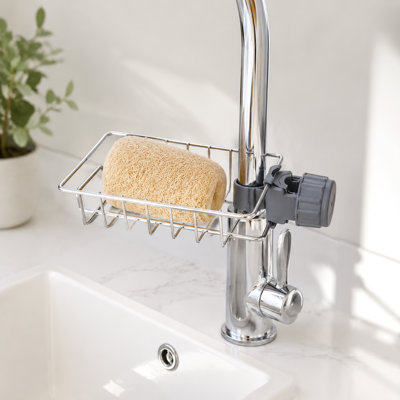 Stainless Steel Faucet Holder With Loofah