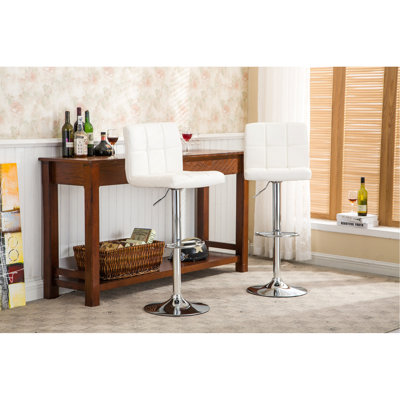 Tabouret de bar pivotant réglable en similicuir hydraulique, ensemble de 2, blanc