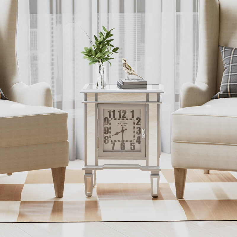 Jiyah Mirrored Glass Top End Table