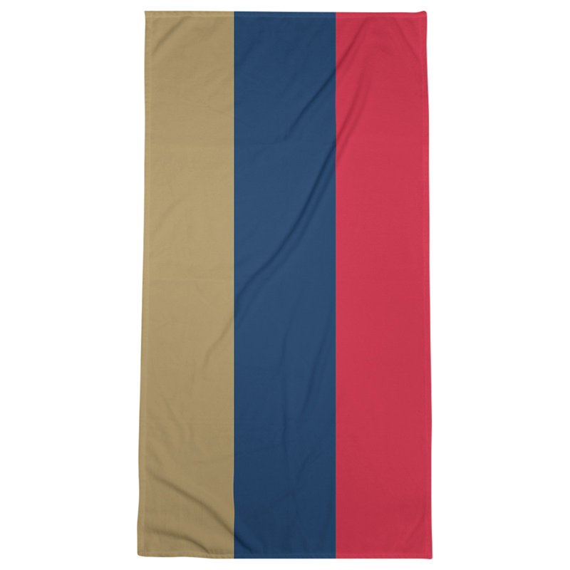 Cotton Blend Lightweight Bath Towel, Gold/Navy Blue/Red