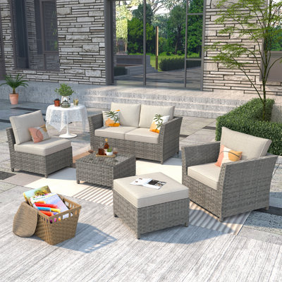 Nakeisha 5 - Person Patio Conversation Set with Cushions