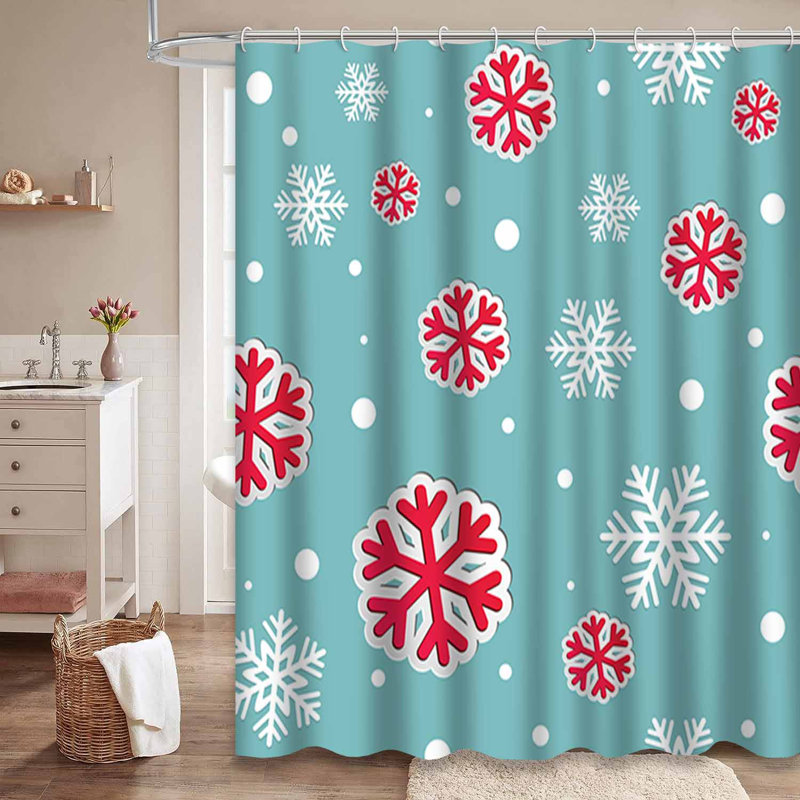 Rideau de douche Christmas avec 12 crochets, L 72 po x l 72 po