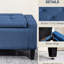 Banc de rangement bleu foncé By, revêtement en lin recouvert de boutons, chambre à coucher polyvalente et repose-pieds en lin, plateau pour la maison et les espaces intérieurs, solution de repos fonctionnelle
