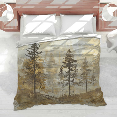 Misty Forest Landscape Comforter