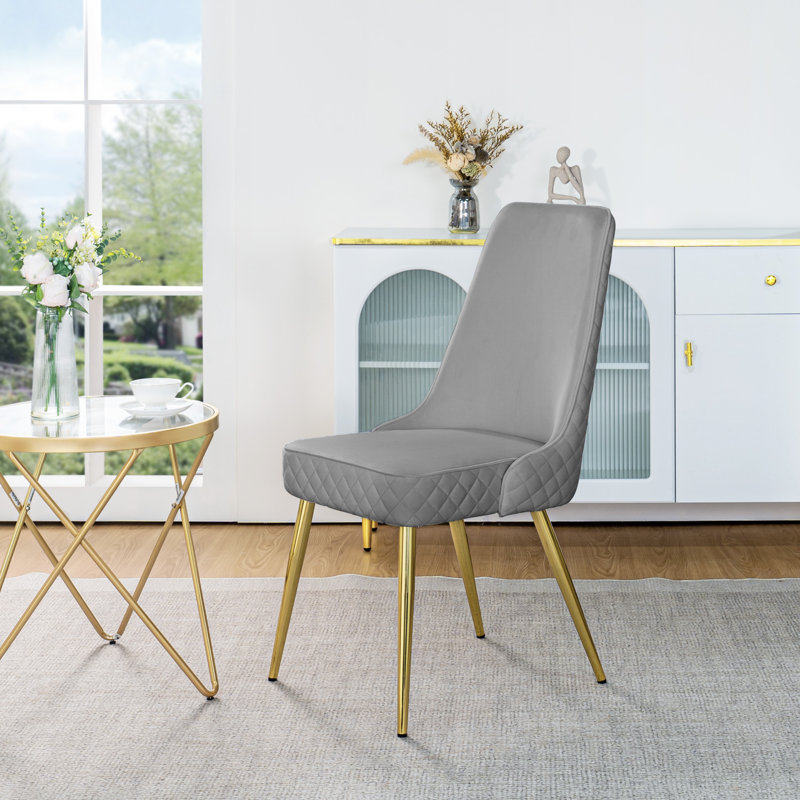 Chaise d'appoint rembourrée en velours, gris