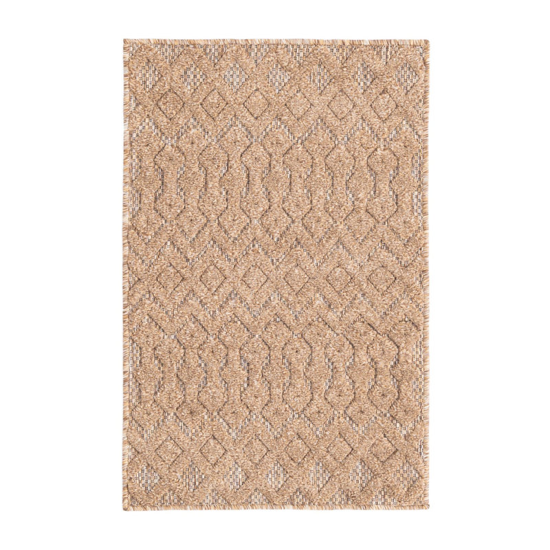 Tapis intérieur / extérieur beige Groce, Rectangle 2 pi x 3 pi
