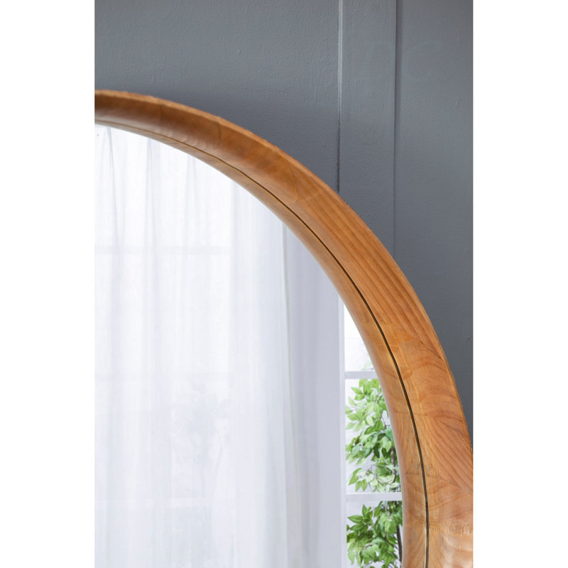 31,5 "miroir rond en bois de pin, miroir mural pour la salle de bain