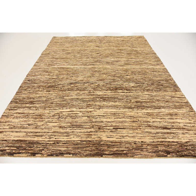 Tapis de la laine beige 6 pi 7 po x 8 pi 6 po one-of-kind noué la Nash