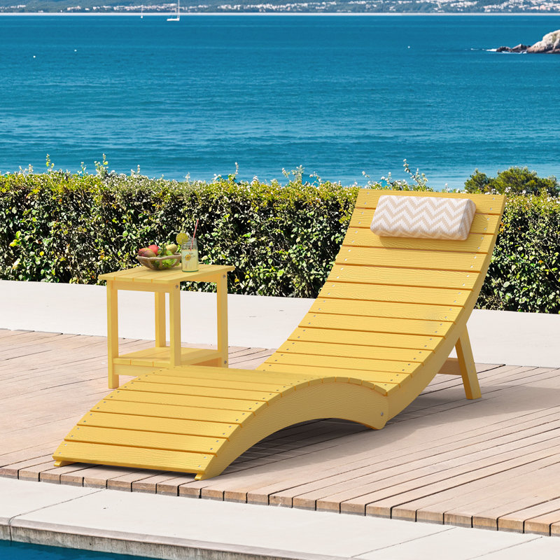 Ultra-Portable Foldable Patio Chaise Lounge, Yellow