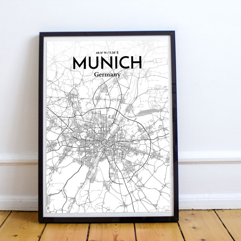 Munich City Map - No Frame Print, 43.2cm H x 27.9cm W x 0.13cm D