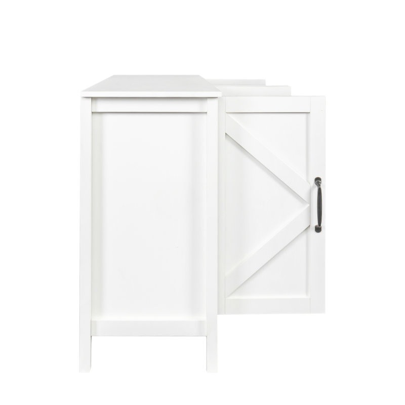 Wood Storage Cabinet Sideboard,Buffet table with 4 Doors and 4 open Shelves, White
