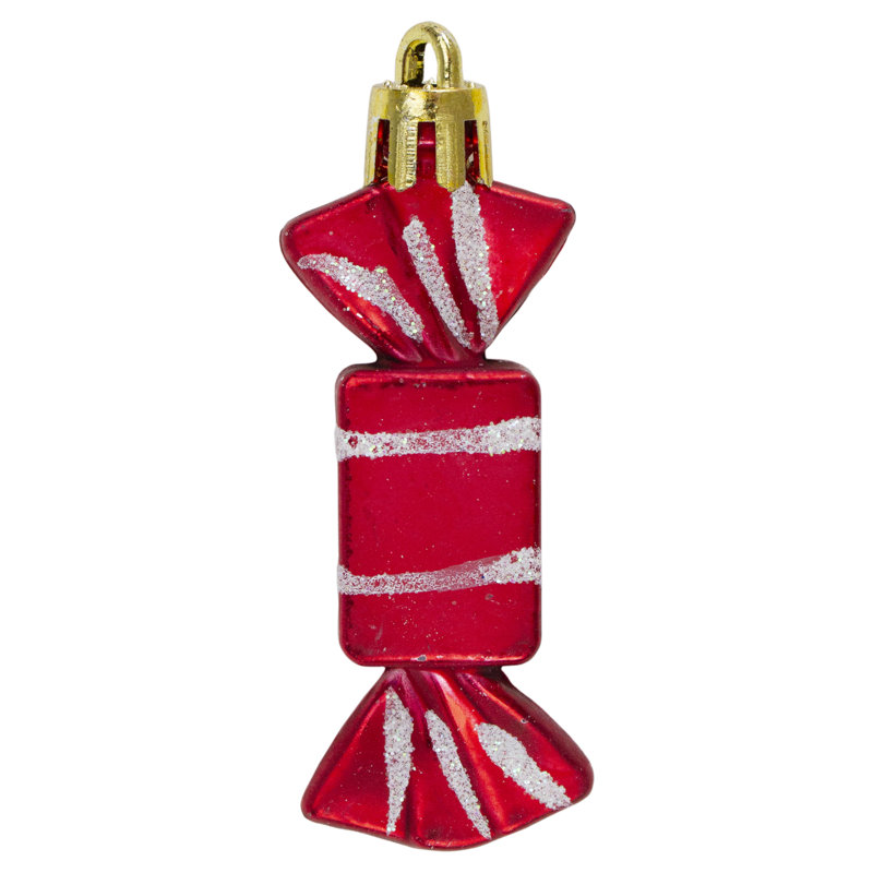 Ornements de Noël incassables à la menthe poivrée rouge et blanc 8 carats 2,25 po