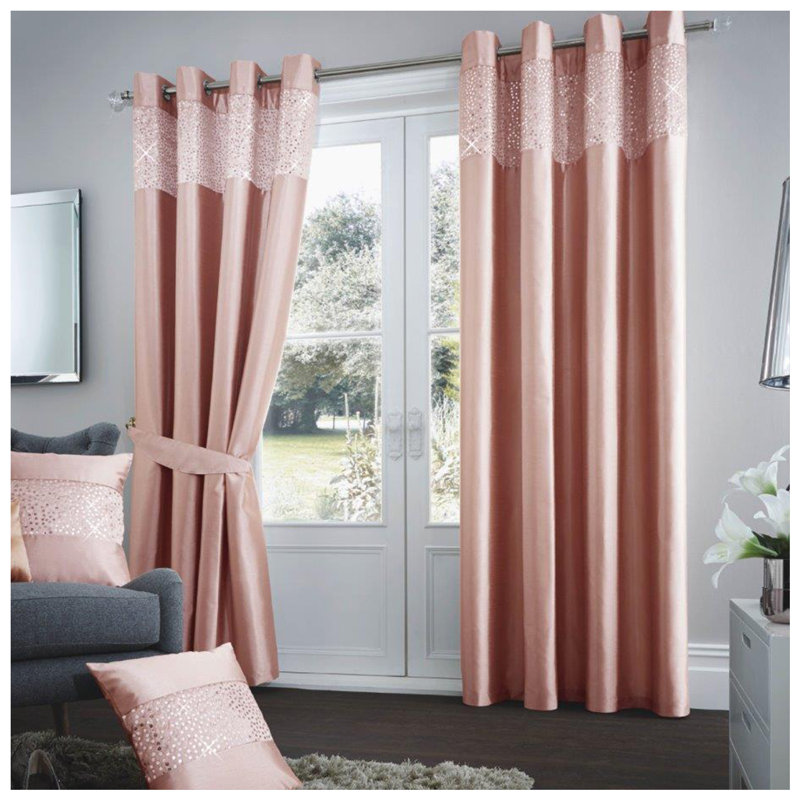 Curtain Pair, 168 W x 137 L cm, Pink