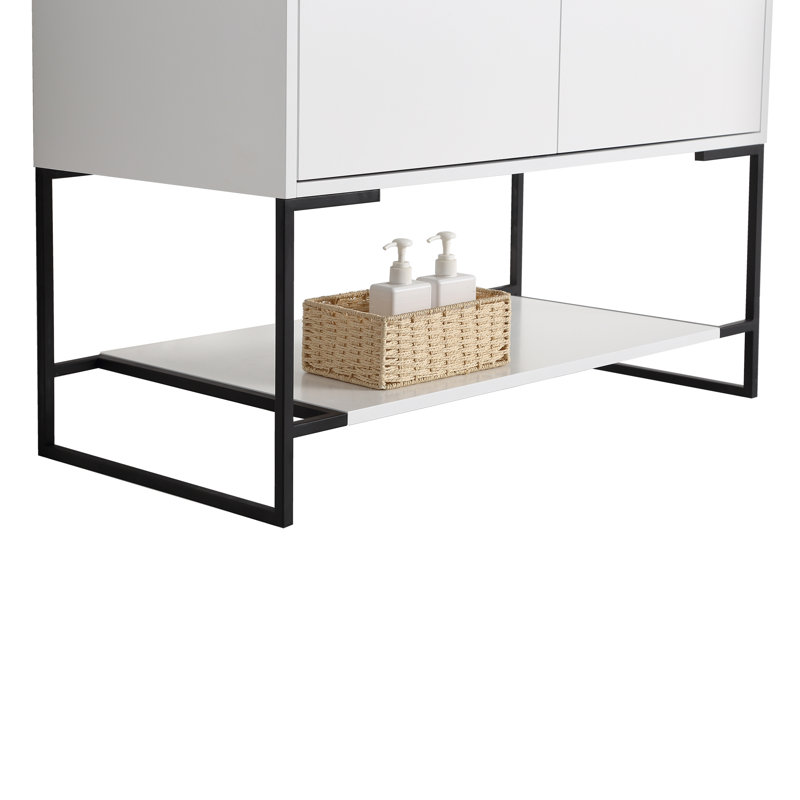 Carliana 36'' Single Bathroom Vanity with Ceramic Top, White