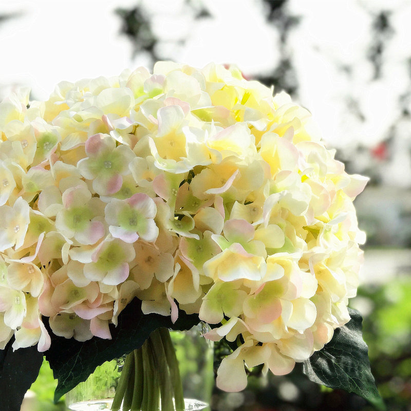 Tiges d'hortensia en soie artificielle, Rosé