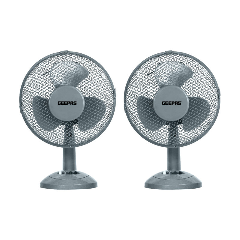 GEEPAS 9" Table Fan | Electric Portable Worktop Desk Fan with 2 Speeds 3 Blades, Adjustable Tilt Wide Angled Oscillation | Powerful Low Noise Airflow for Home Office | 22W